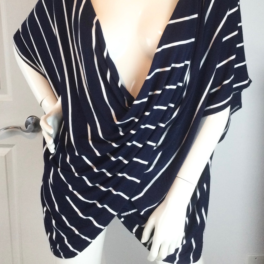 Entro Navy Striped Top Large